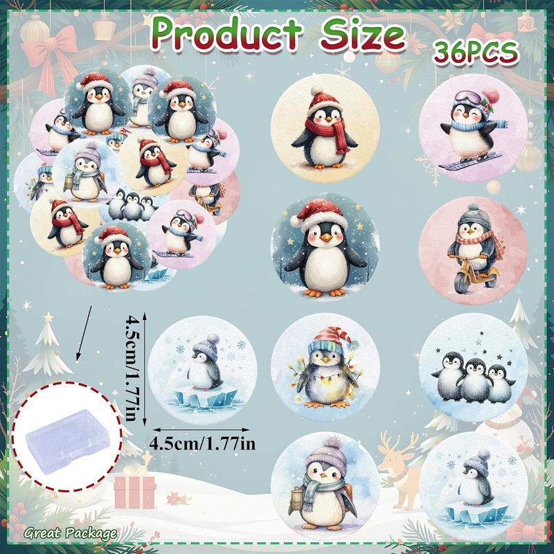 Fyeoxle 36PCS Edible Penguins Cupcake Toppers Wafer Paper Winter Penguin Cupcake Picks for Holiday Theme Christmas Party Baby Shower Birthday Supplies - Image 2